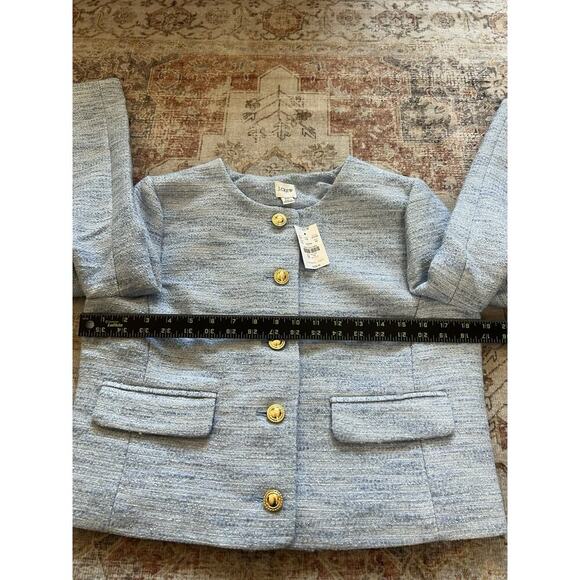 J Crew Tweed Lady Jacket Long Sleeve Gold Buttons Womens Size 6P NWT - Picture 6 of 10